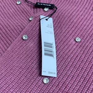 Elie Tahari Pink Cardigan with Crystal Accents